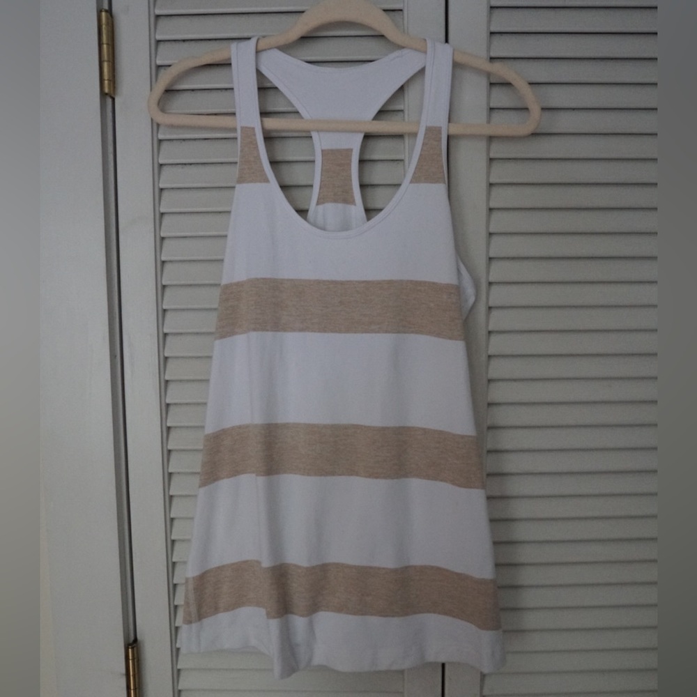 Lululemon Oatmeal and White Racerbank Tank Size 12